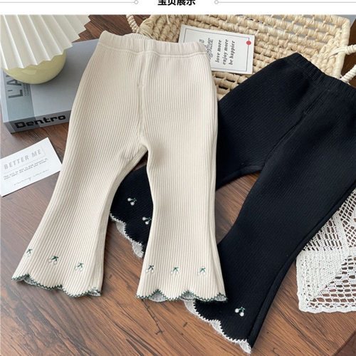 女童一体绒喇叭裤秋冬款儿童韩版