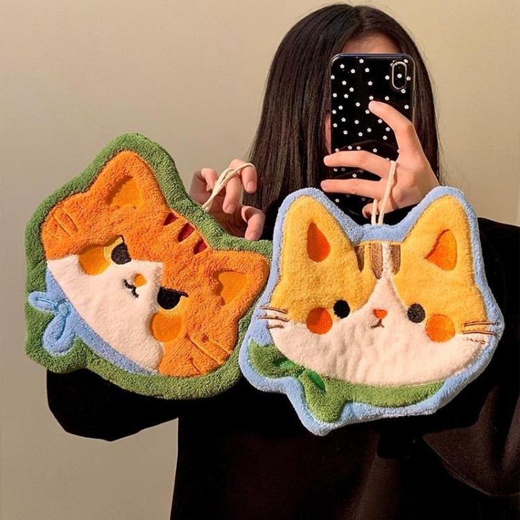 卡通可爱手巾儿童挂式手帕家用厨房卫生间加厚珊瑚吸水抹布毛巾