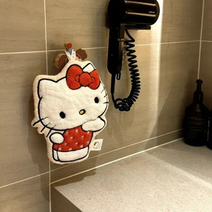 可爱毛巾厨房卫生间浴室超强吸水加厚高颜值 kitty擦手巾挂式