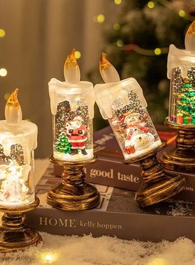 圣诞节装饰品蜡烛灯2025新款飘雪雪花灯氛围感场景布置道具礼物M