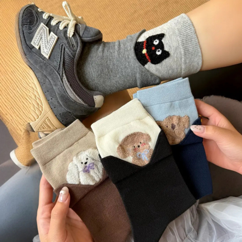 卡通翻边袜子女2025秋季新款高颜