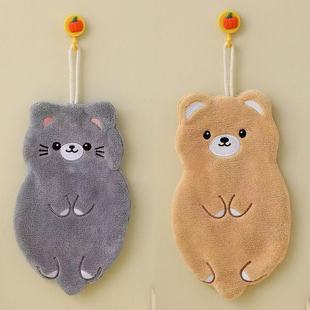 擦手毛巾挂式耐脏厨房擦手毛巾挂式吸水加大加厚可爱卡通擦手毛巾