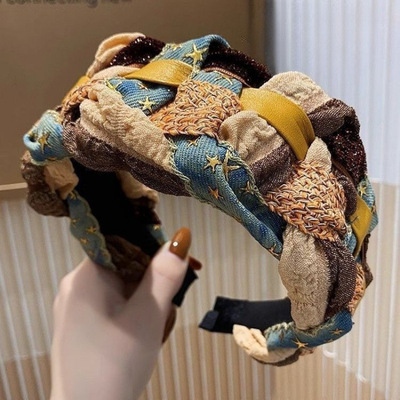 2025春秋新款高颅顶发箍女复古编