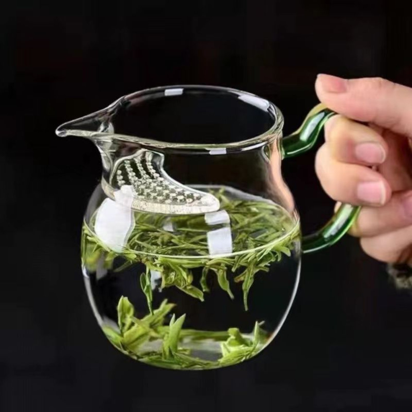 超厚玻璃月牙公道杯茶漏一体大容量分茶器绿茶杯泡茶过滤家用公杯图片