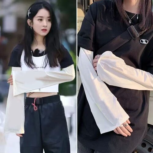 新款大码宽松冰丝冰袖女款夏季袖