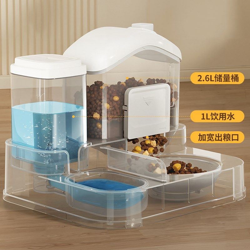 热销雪仓猫碗猫食盆陶瓷双碗大容量猫粮自动喂食器饮水机一体宠物