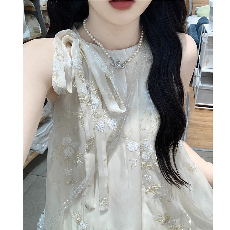 夏季复古国风刺绣提花连衣