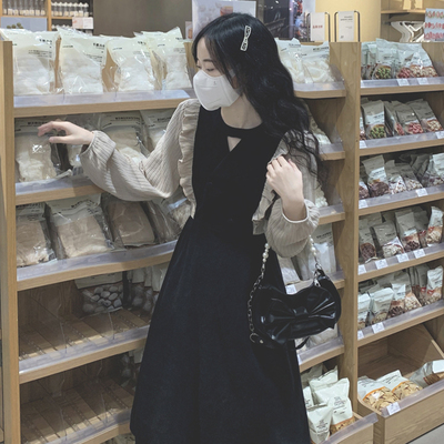 大码设计感针织拼接打底连