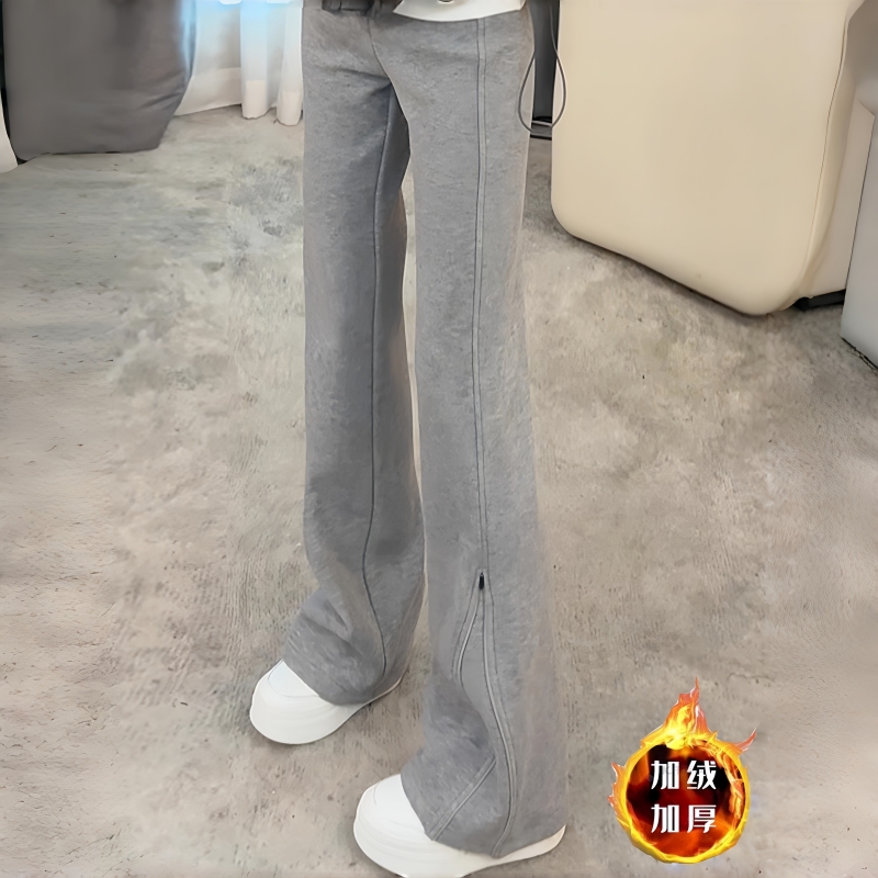 微喇裤女秋冬加绒超模高腰运动裤