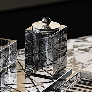 高档水晶客厅茶几牙签牙线收纳盒置物架放棉签筒卫生间卫浴室套件