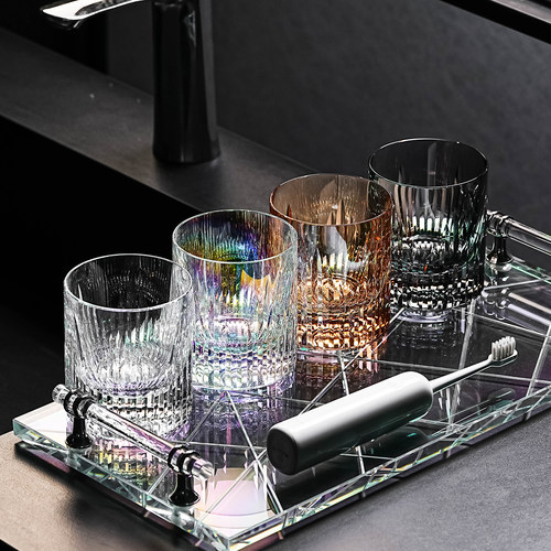 酒店极简轻奢风水晶玻璃威士忌杯