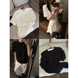 MMUIICHAN 好搭T 简约百搭显瘦纯色圆领短袖T恤宽松舒适上衣