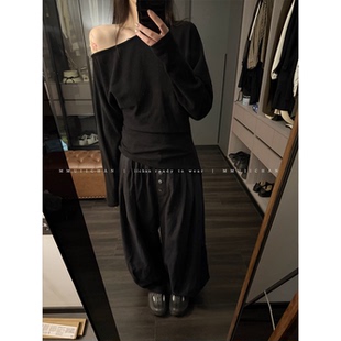 MMUIICHAN 荡荡裤 非常宽松的枣红色低裆个性百搭多纽扣休闲裤