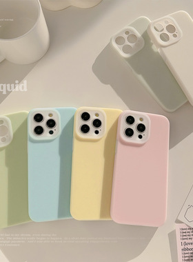 苹果保护壳ins风果冻液态14ProMax纯色简约果冻手机壳iPhone16pro全包防摔15软壳12