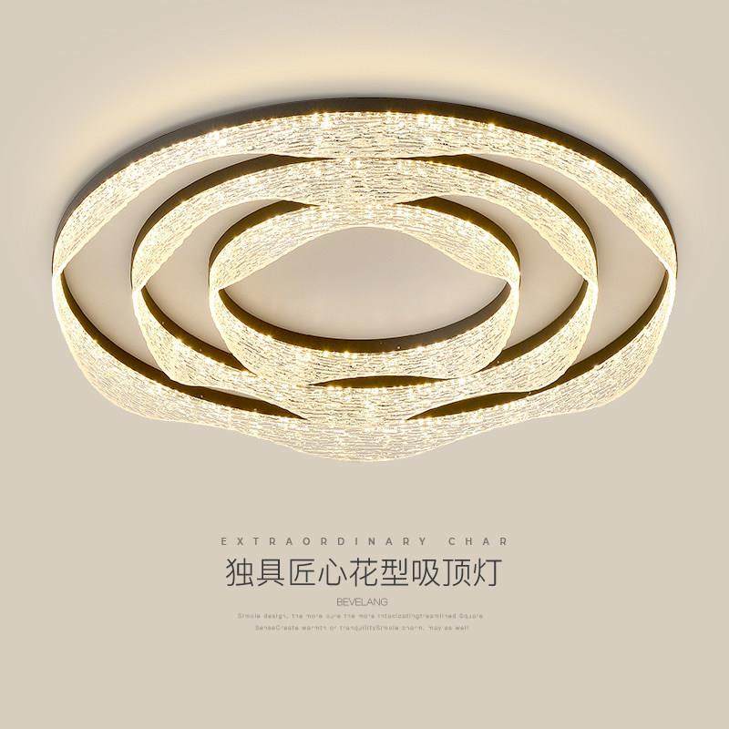 意式轻奢客厅主灯圆形吸顶灯高级感设计师艺术玫瑰花全屋灯具套餐