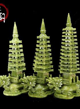 天然玉石7层9层13层龙龟文昌塔装饰品家居客厅入口办公室书桌配件