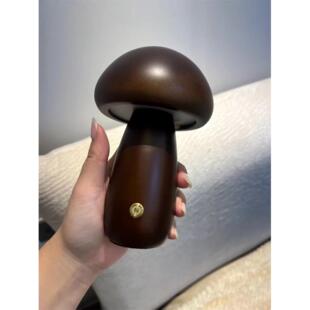 蘑菇灯小夜灯触摸实木台灯气氛灯轻奢摆件装饰睡眠灯温馨床头灯