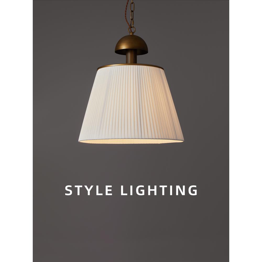 法国中世纪餐厅枝形吊灯覆古褶皱织物灯Wabi-Sabi风格2025新卧室