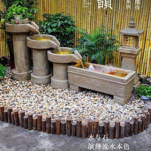 石磨喷泉摆件阳台花园装饰循环水造景鱼池假山流水景观水循环