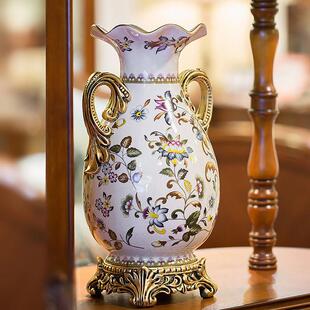 泽马欧式花瓶覆古陶瓷花瓶摆件家居装饰品客厅电视柜大号花瓶花器