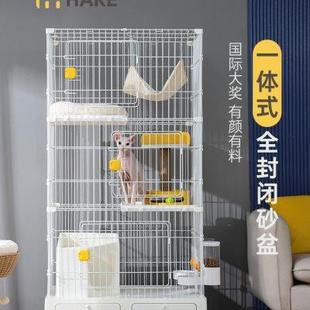 厂家HAKE黑咔猫笼子全封闭厕所一体猫屋猫窝宠物超大自由空间猫咪