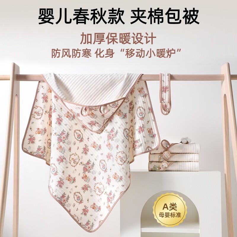婴儿加棉包被外出抱被春秋款图片