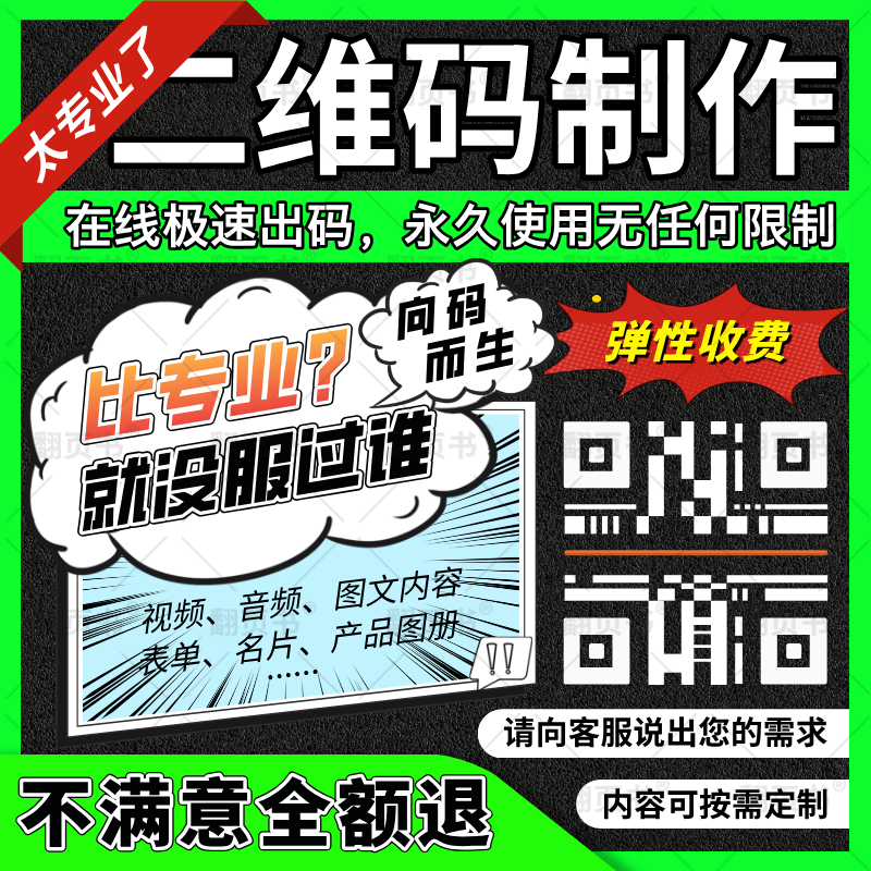 二维码制作音视频链接图片文字内容pdf|word|ppt定制生成同行修改