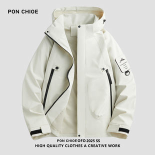 ponchioe防風(fēng)戶外登山工裝 美式 潮牌寬松休閑外套秋季 防水夾克 男款