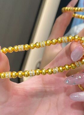 正品点钻跑环黄金手链