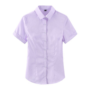 中国工作服女式衬衣夏季薄款短袖t恤时尚商务职业装正装衬衫