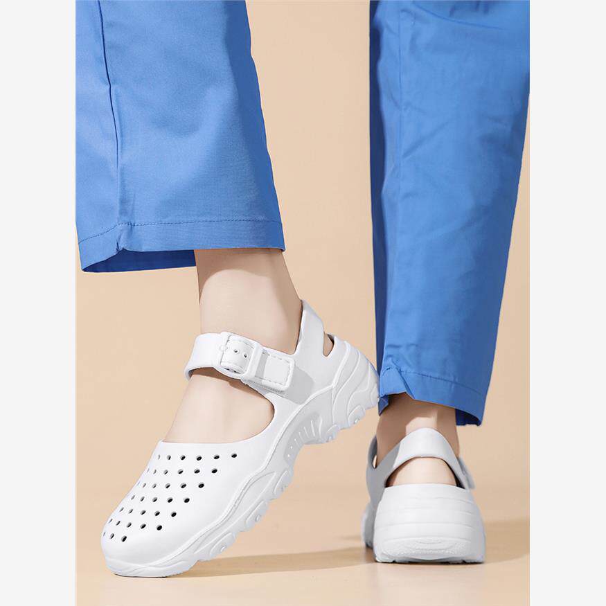 夏天护士鞋女凉鞋镂空洞洞鞋平跟软底透气女鞋防滑妈妈鞋不累脚