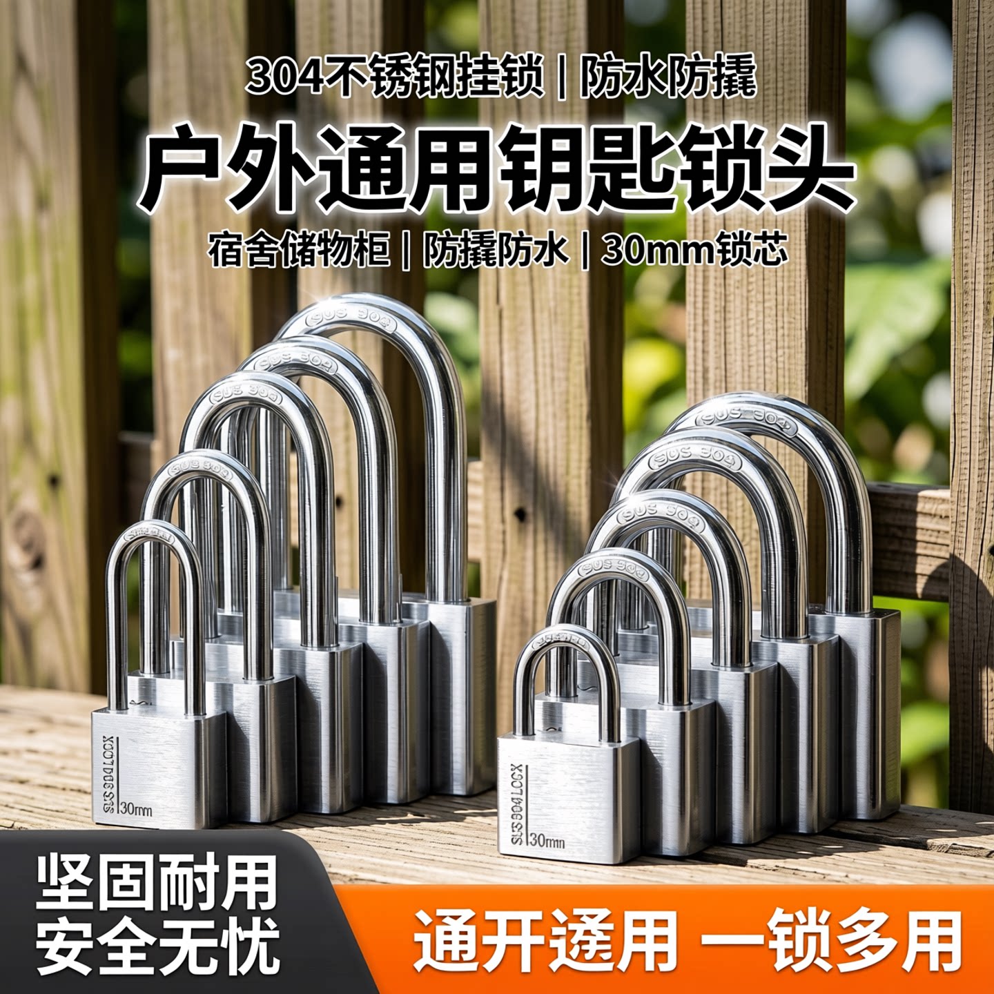 不锈钢挂锁防水防撬锁头户外小锁