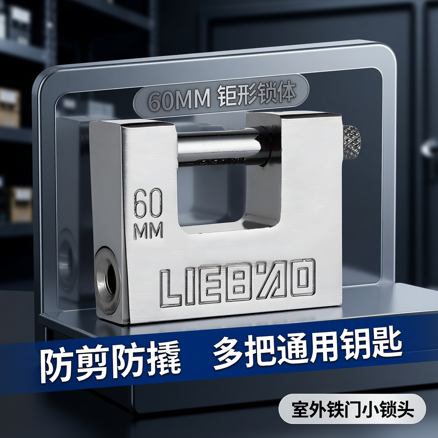 防剪防撬横开防盗锁矩形锁仓库挂锁多把通用钥匙室外铁门小锁头