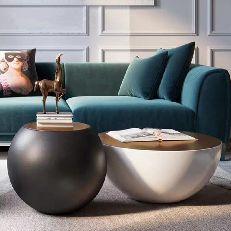 轻奢设计师创意客厅家具简约个性黑白圆形钢化玻璃储物大碗小茶几