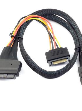 MINISASSFF-8087转SFF-8639母带SATA15P电源公服务器连接线