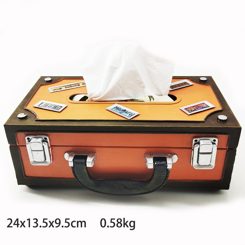 复古行李箱模型纸巾盒客厅桌面厨房抽纸盒摆件多功能收纳盒