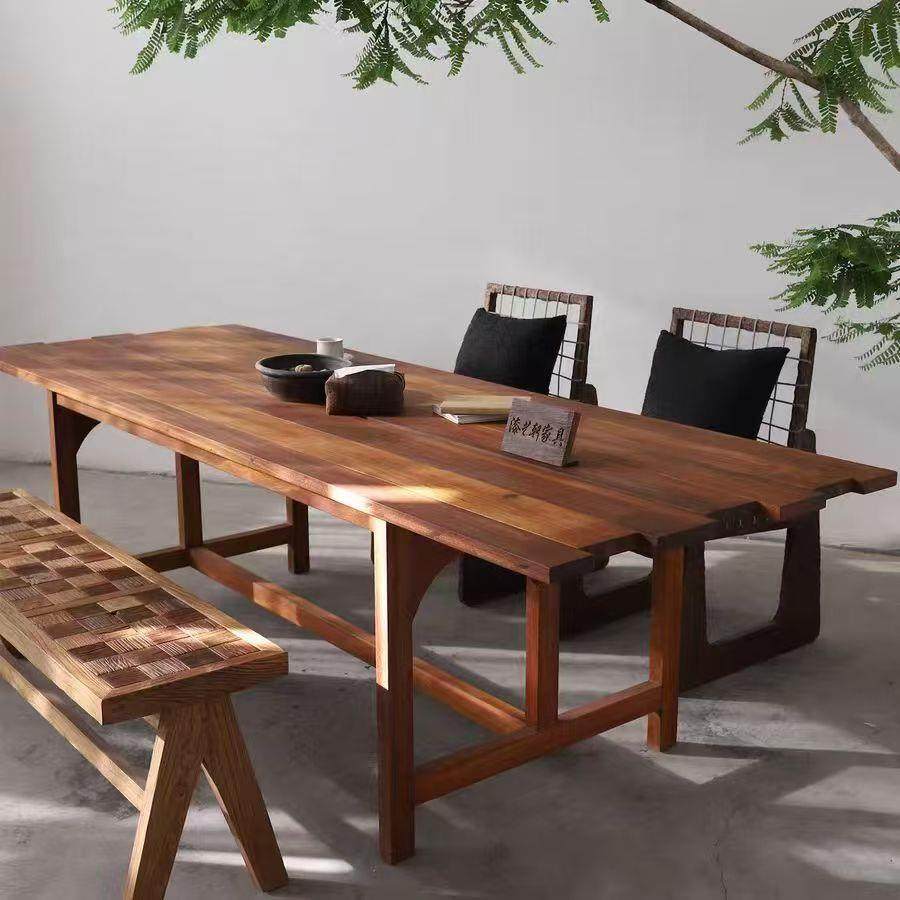 中古风老榆木吃饭桌复古长方形工作台实木茶桌办公室大板桌洽谈桌,3C数码配件,USB灯,淘宝优惠券,粉丝福利购,淘宝优惠卷