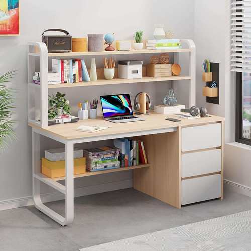 书桌书架一体桌组合家用简约电脑台式桌卧室学习桌学生写字桌子