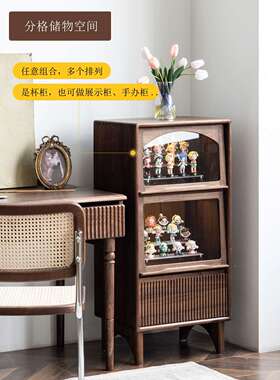 A10L复古黑胡桃实木斗DG046柜客卧厅收纳柜室家用落地抽视屉柜木