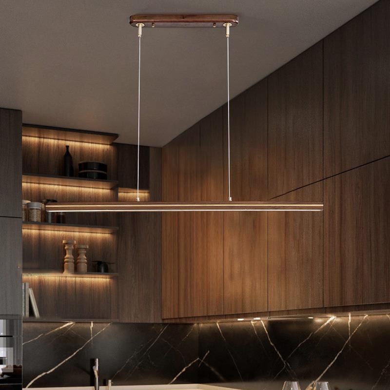 新中餐厅吊中国风吧约台长条吊180灯简胡桃木灯色实式木茶室吊灯1