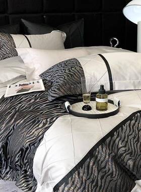 高DFKL2012端8匹0支马棉四件套棉纯棉床2025新全款裸睡被套豹纹贡