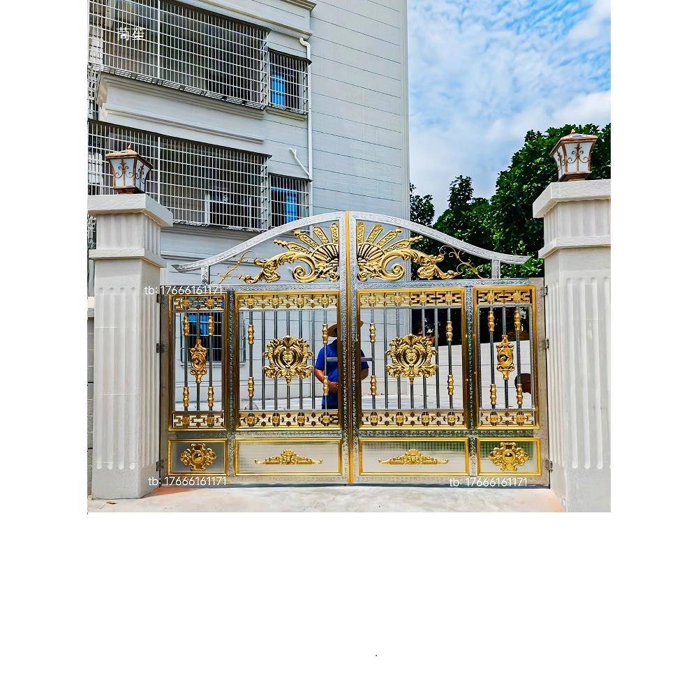 357204不锈钢庭门院自建房双开墅门农村围别墙大门豪华门电动门