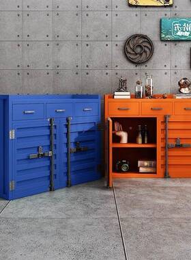 茶箱集水柜复古收储物柜装餐纳柜置物柜工业风铁艺LD-56568餐边柜