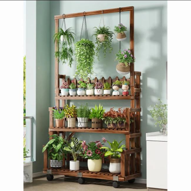 2025新防木花款置物架腐阳台移动阶梯花架子客厅落地式室内TWR架