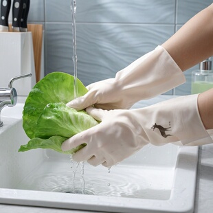 家用洗碗洗菜手套女洗衣服神器防水橡胶薄款家务刷碗乳胶手套