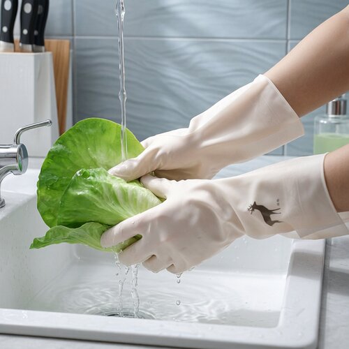 家用洗碗洗菜手套女洗衣服神器防水橡胶薄款家务刷碗乳胶手套