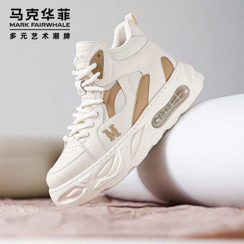 马克华菲高帮鞋厚底增高休闲鞋