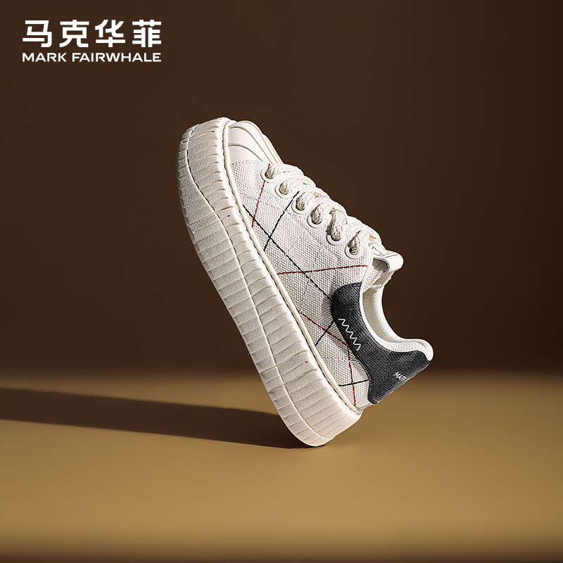 马克华菲官方男鞋2025夏季新款贝壳头板鞋休闲鞋百搭帆布鞋曜石黑