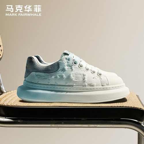 马克华菲官方男鞋2025新款夏季情侣厚底板鞋透气休闲鞋潮流小白鞋