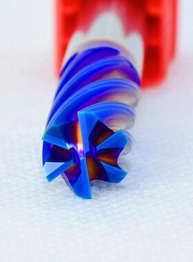 六刃铣刀65度钨钢平底高光精加工专用数控合金蓝色涂层钢用刀10mm